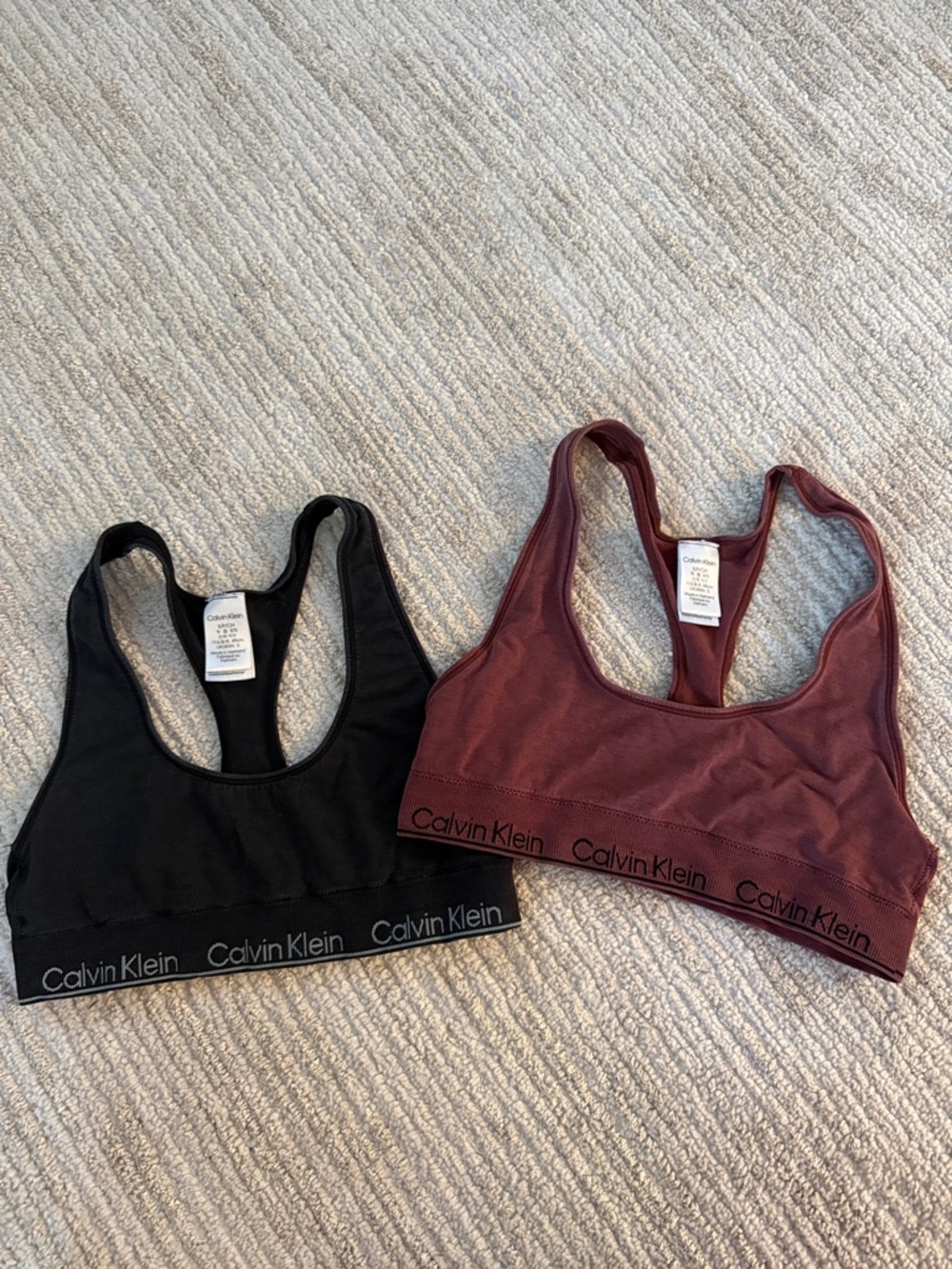 Calvin Klein Racerback Bralettes in Black & Burgundy
